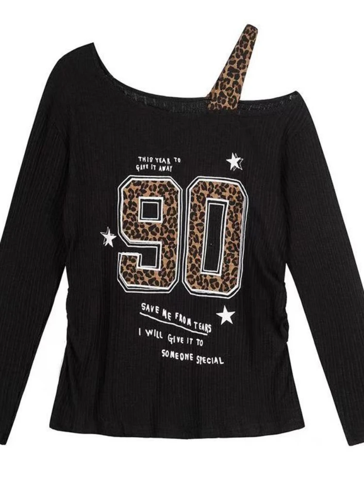 Y2K Patchwork Leopard Print T- - Shirts review and price
