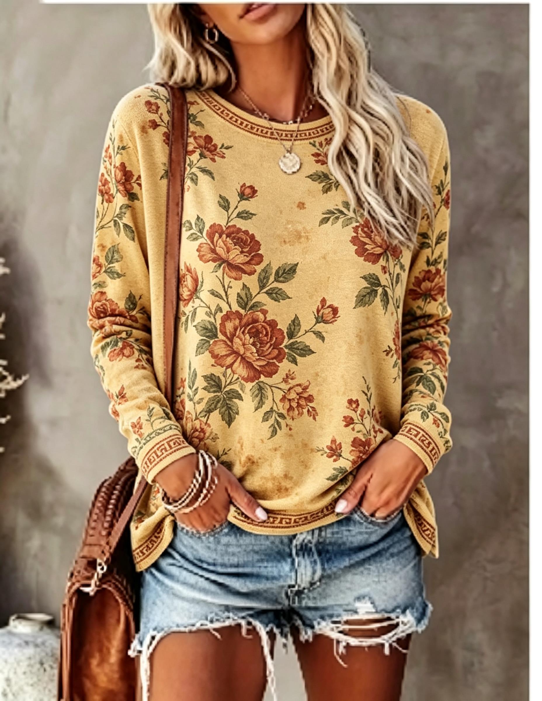 Women Crew Neck Long Sleeve T‑ - T-Shirts review and price